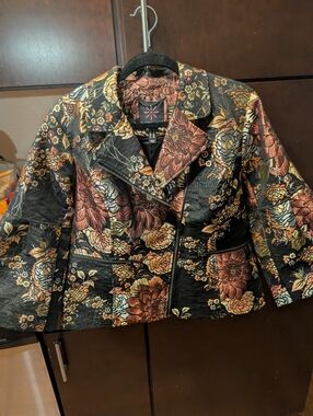 Isaac Mizrahi Party Wedding Moto Tapestry Jacket Women's 12